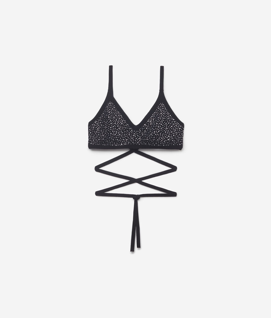 reggiseno in cashmere con strass
