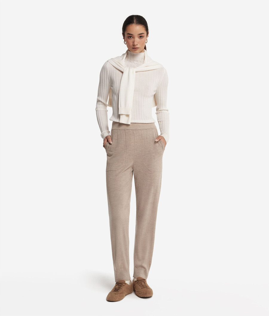 pantaloni in cashmere ultrafine con risvolti alle caviglie