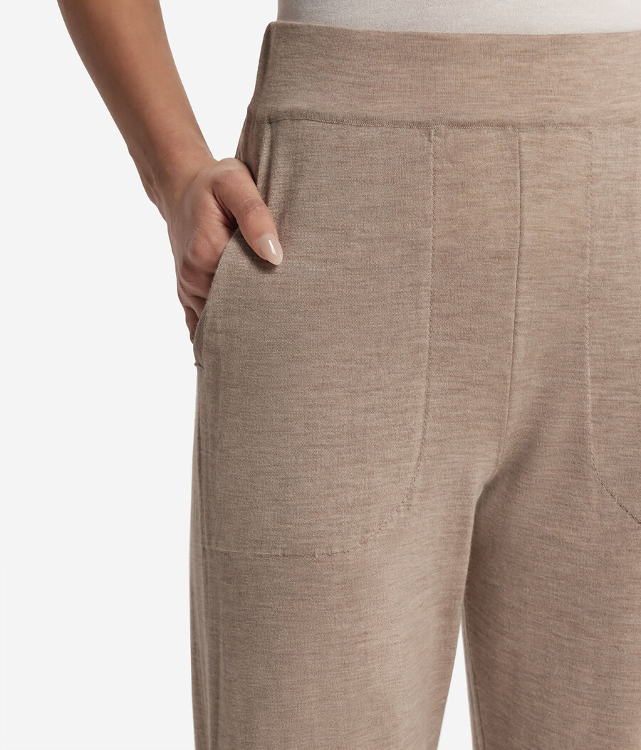 pantaloni in cashmere ultrafine con risvolti alle caviglie