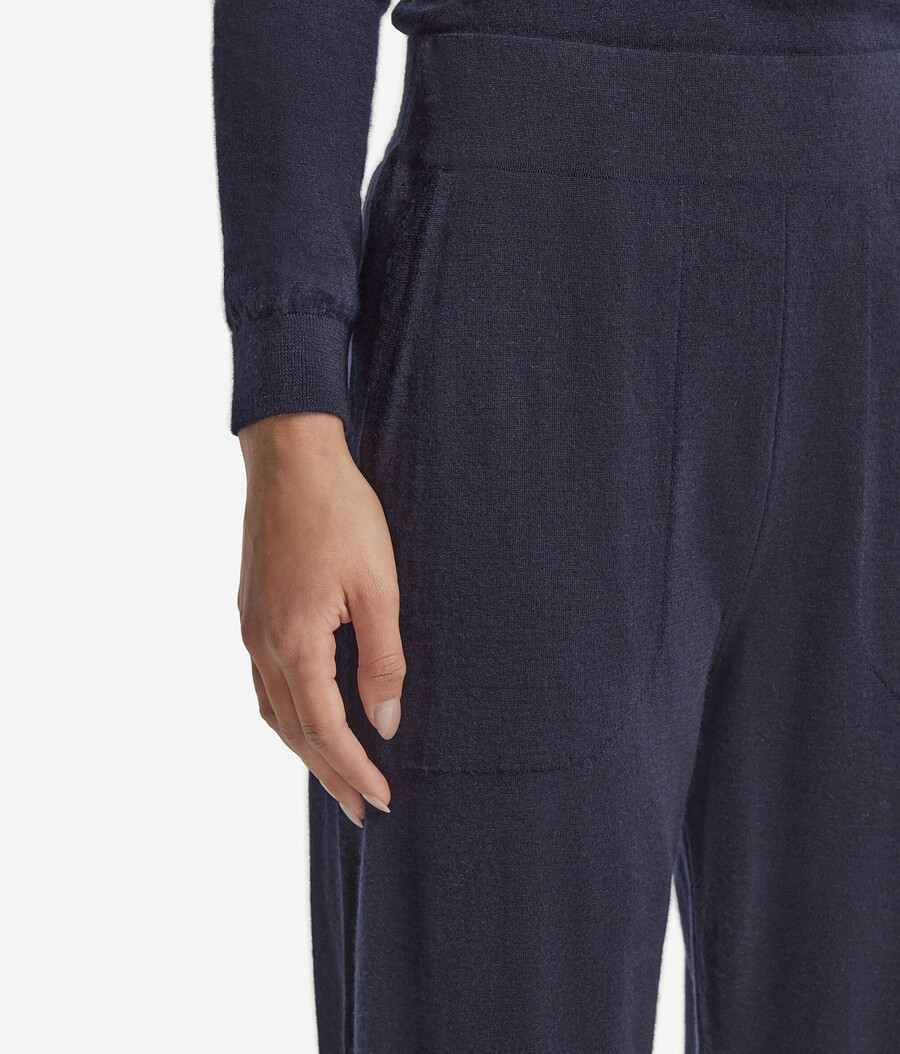 pantaloni in cashmere ultrafine con risvolti alle caviglie