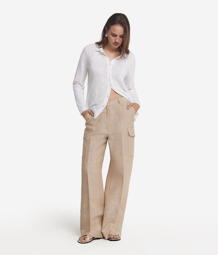pantaloni cargo in lino