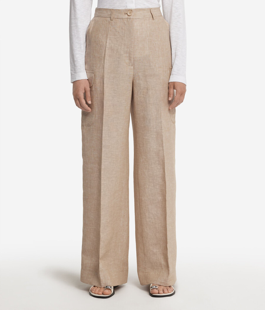 pantaloni cargo in lino