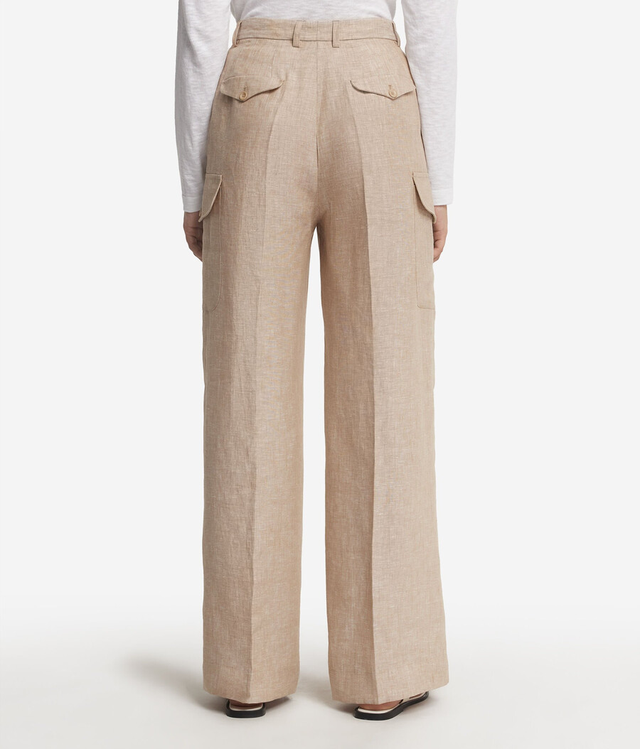 pantaloni cargo in lino