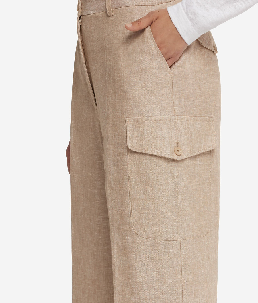 pantaloni cargo in lino