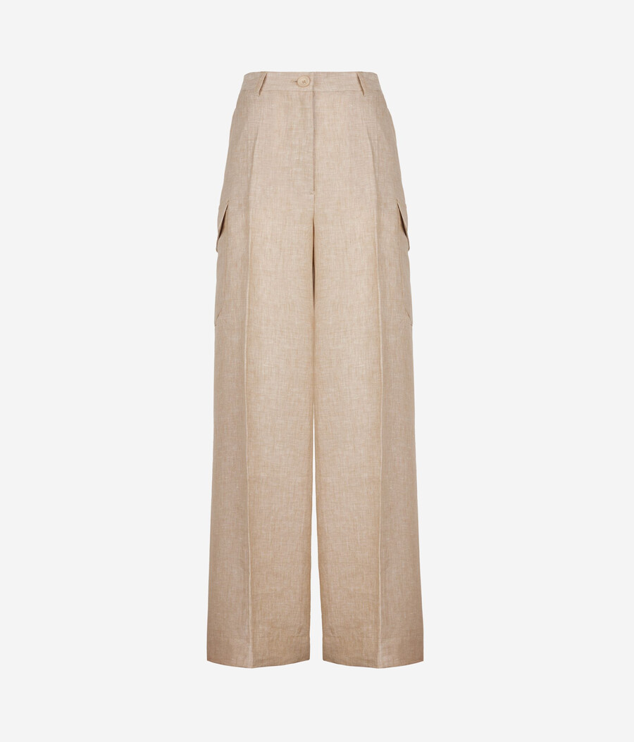 pantaloni cargo in lino