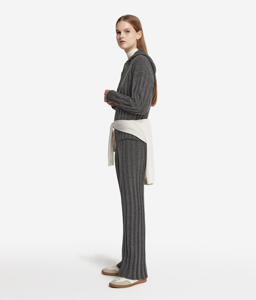 pantaloni palazzo in cashmere a coste