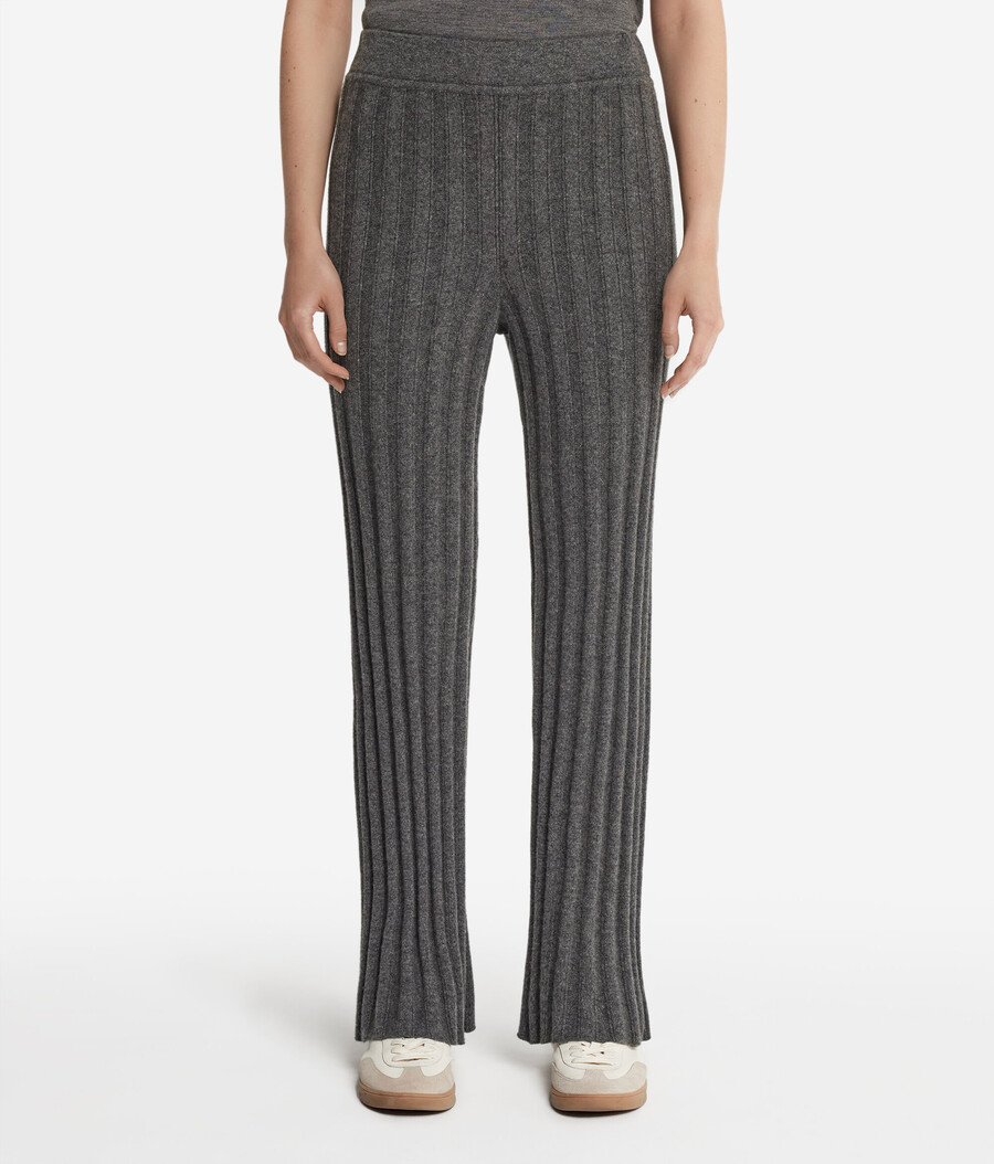 pantaloni palazzo in cashmere a coste