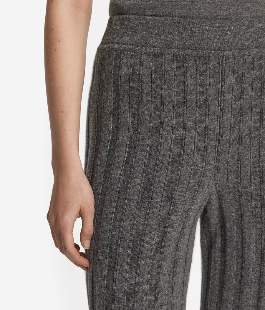 pantaloni palazzo in cashmere a coste