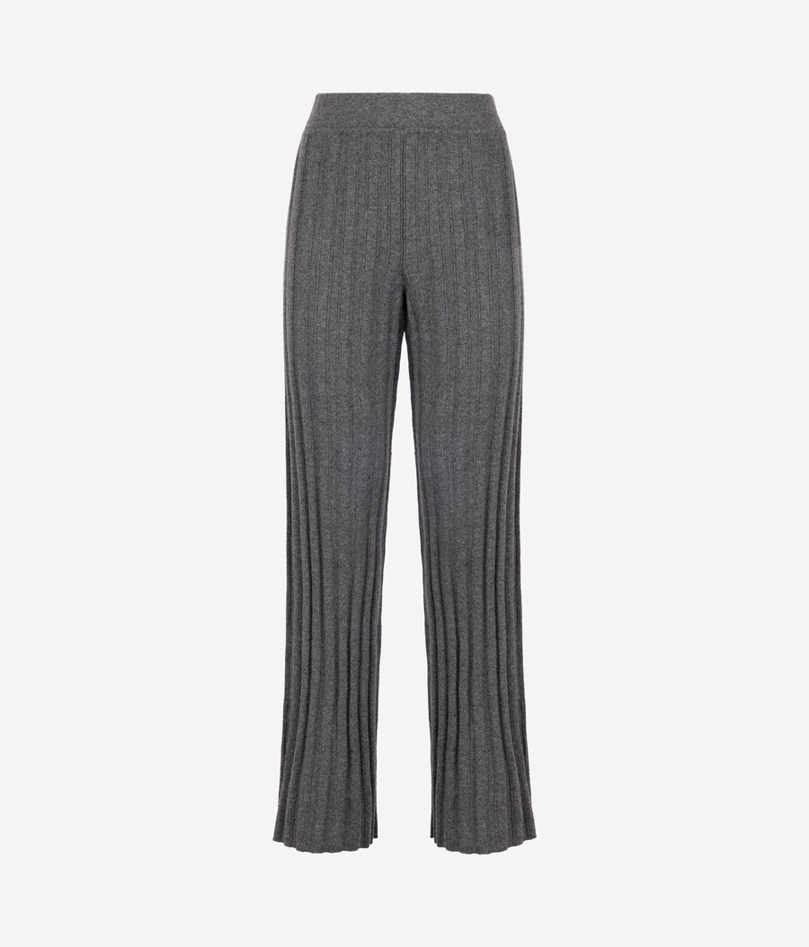 pantaloni palazzo in cashmere a coste