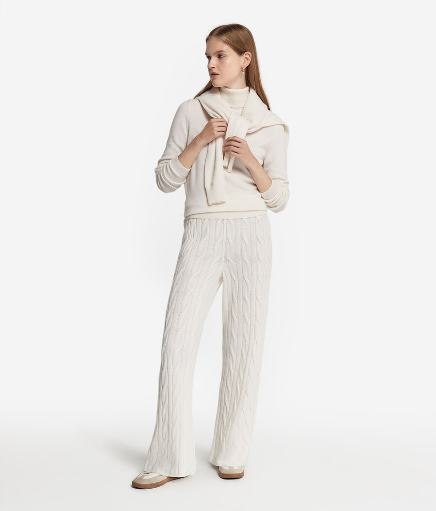 pantaloni in cashmere ultra morbido a trecce