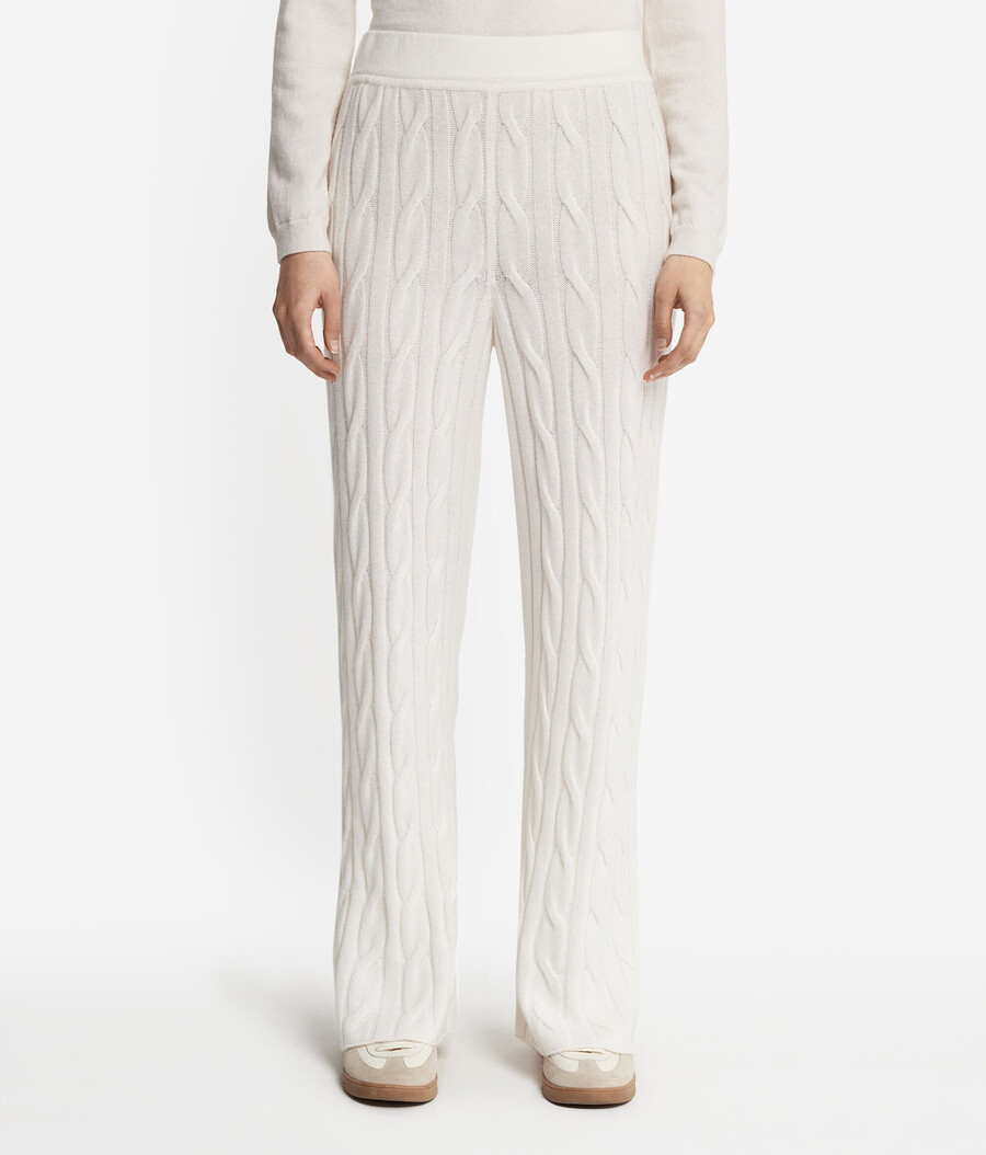 pantaloni in cashmere ultra morbido a trecce