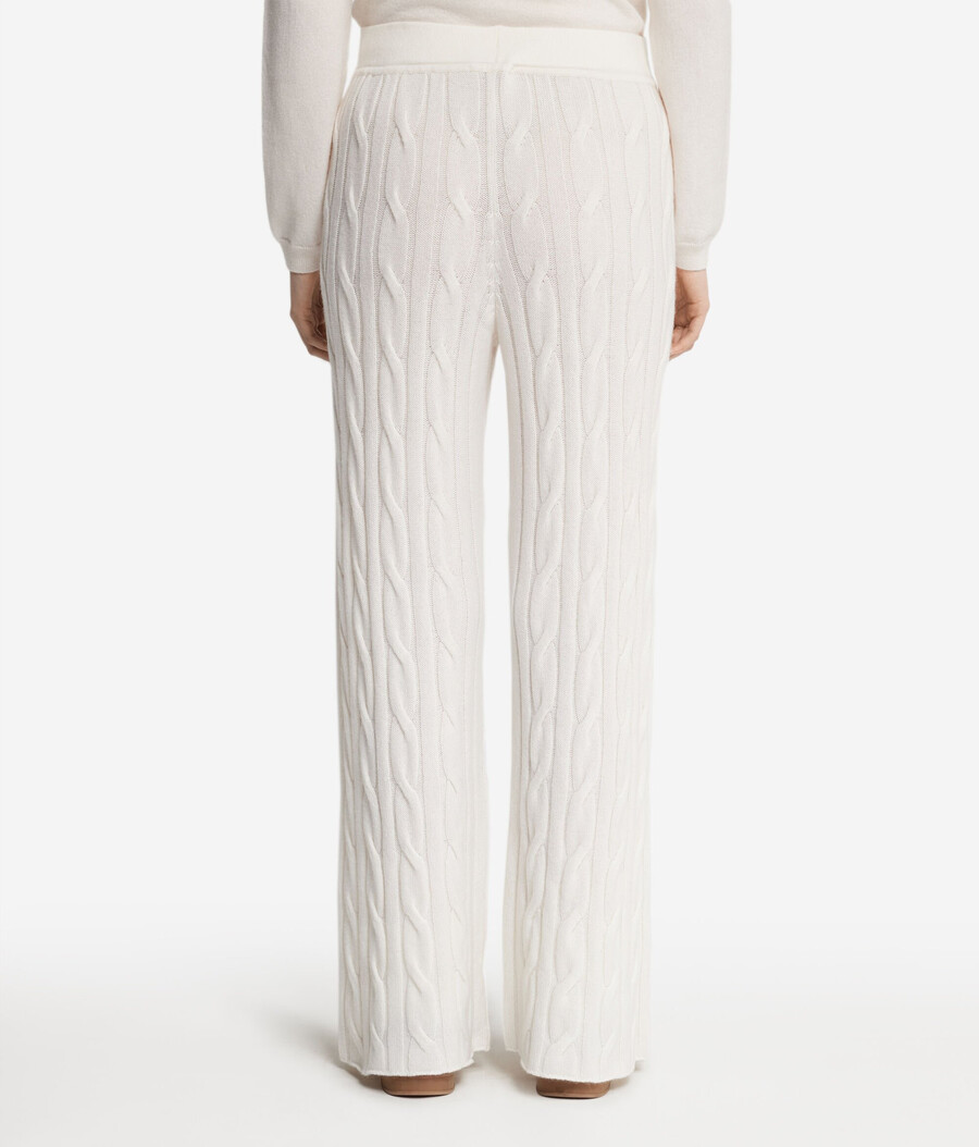 pantaloni in cashmere ultra morbido a trecce
