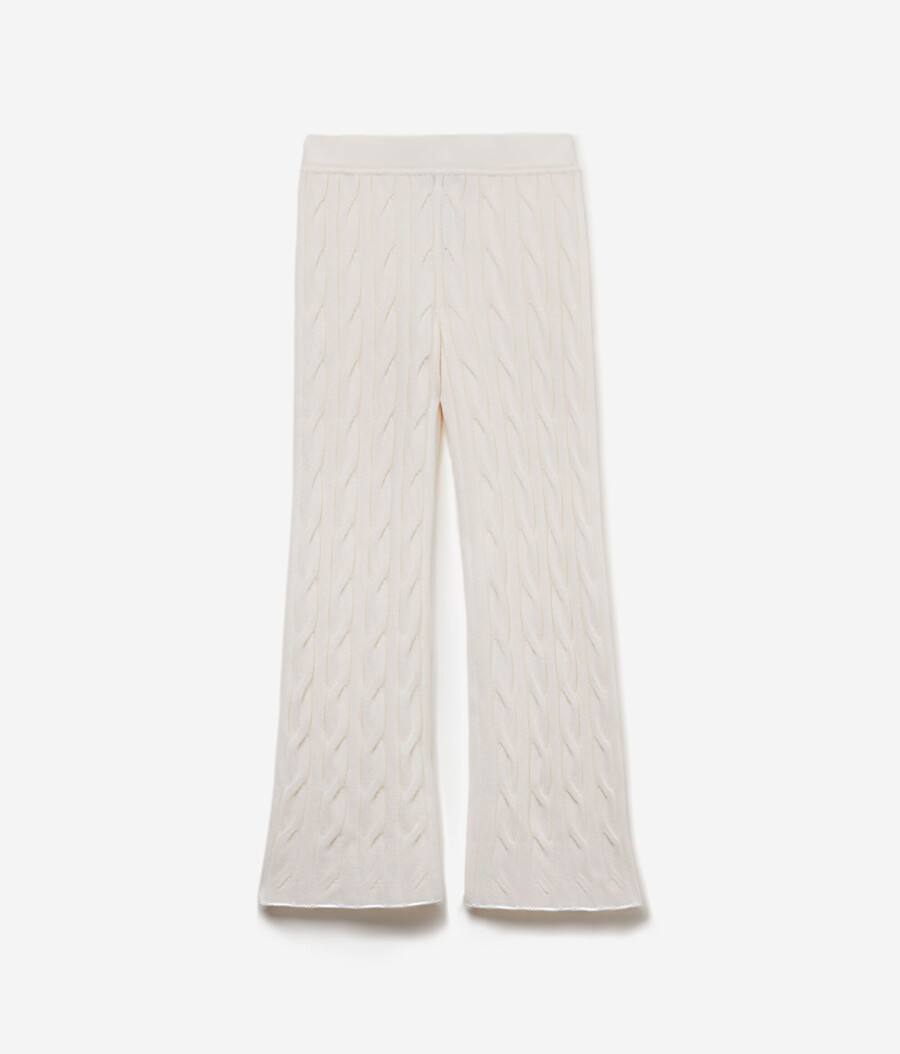 pantaloni in cashmere ultra morbido a trecce