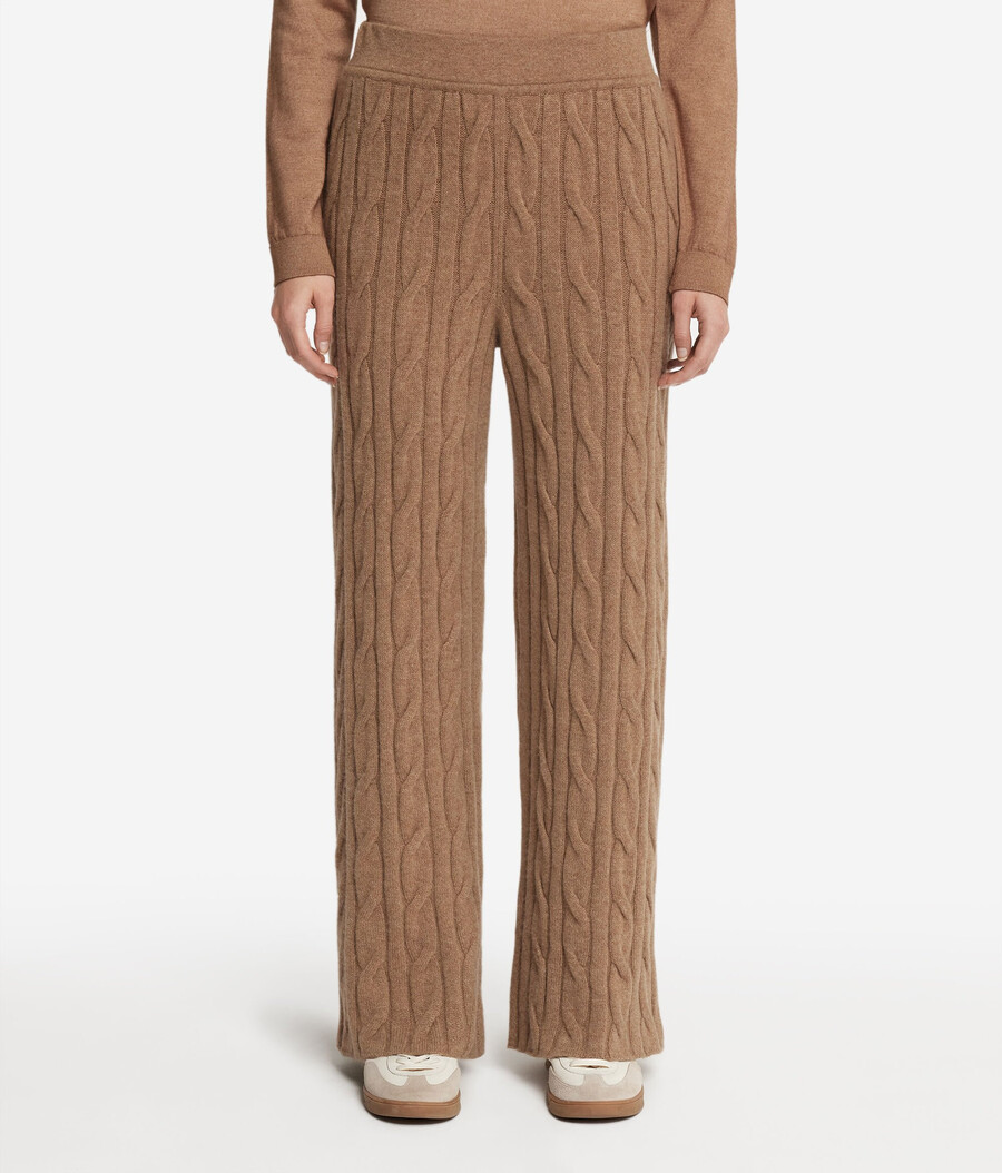 pantaloni in cashmere ultra morbido a trecce