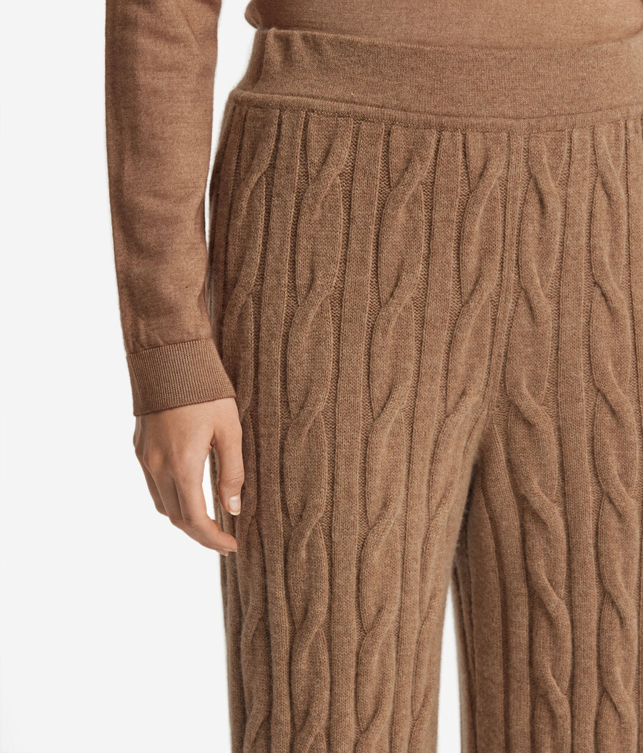 pantaloni in cashmere ultra morbido a trecce
