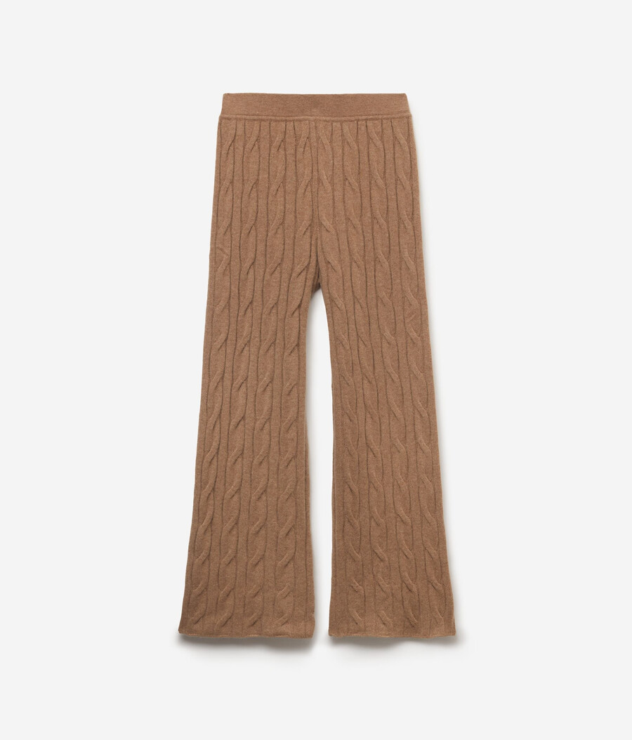 pantaloni in cashmere ultra morbido a trecce
