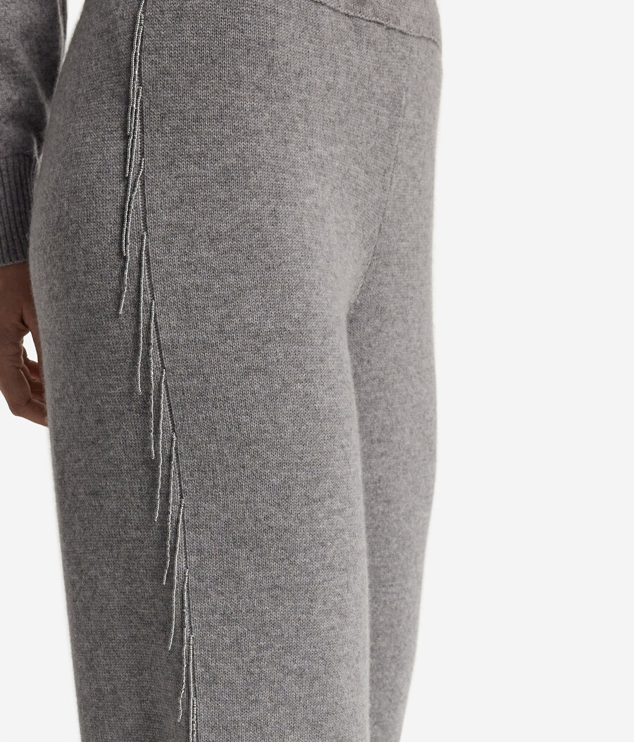 pantaloni in cashmere con frange