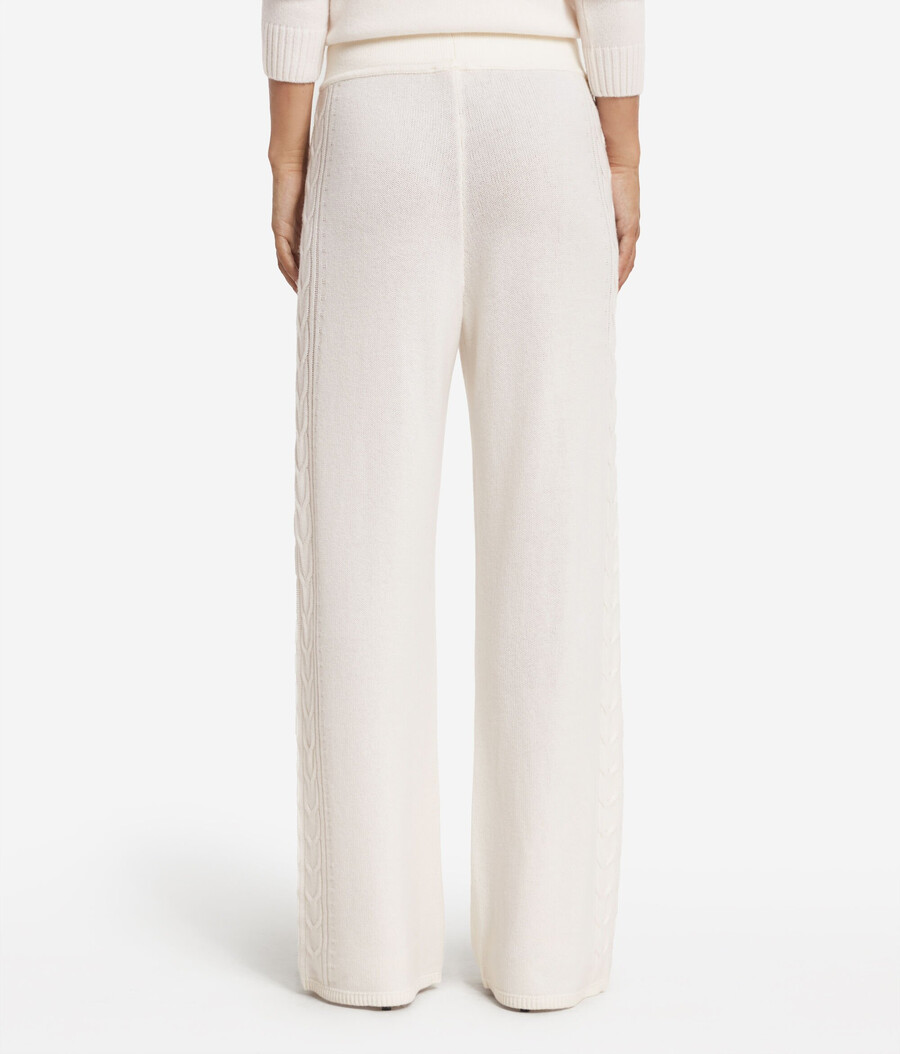 pantaloni in cashmere ultra morbido con punto a trecce