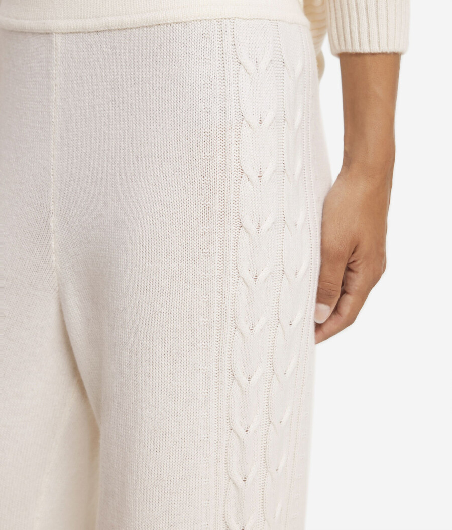 pantaloni in cashmere ultra morbido con punto a trecce