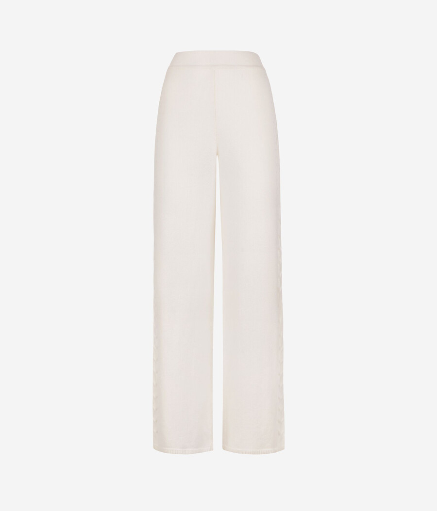 pantaloni in cashmere ultra morbido con punto a trecce
