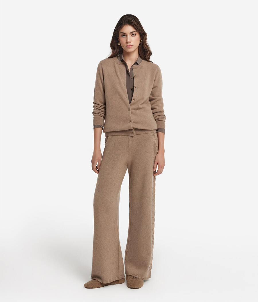 pantaloni in cashmere ultra morbido con punto a trecce
