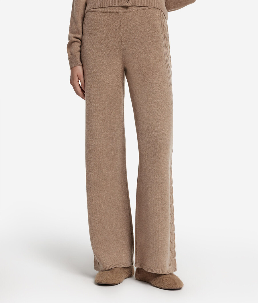 pantaloni in cashmere ultra morbido con punto a trecce