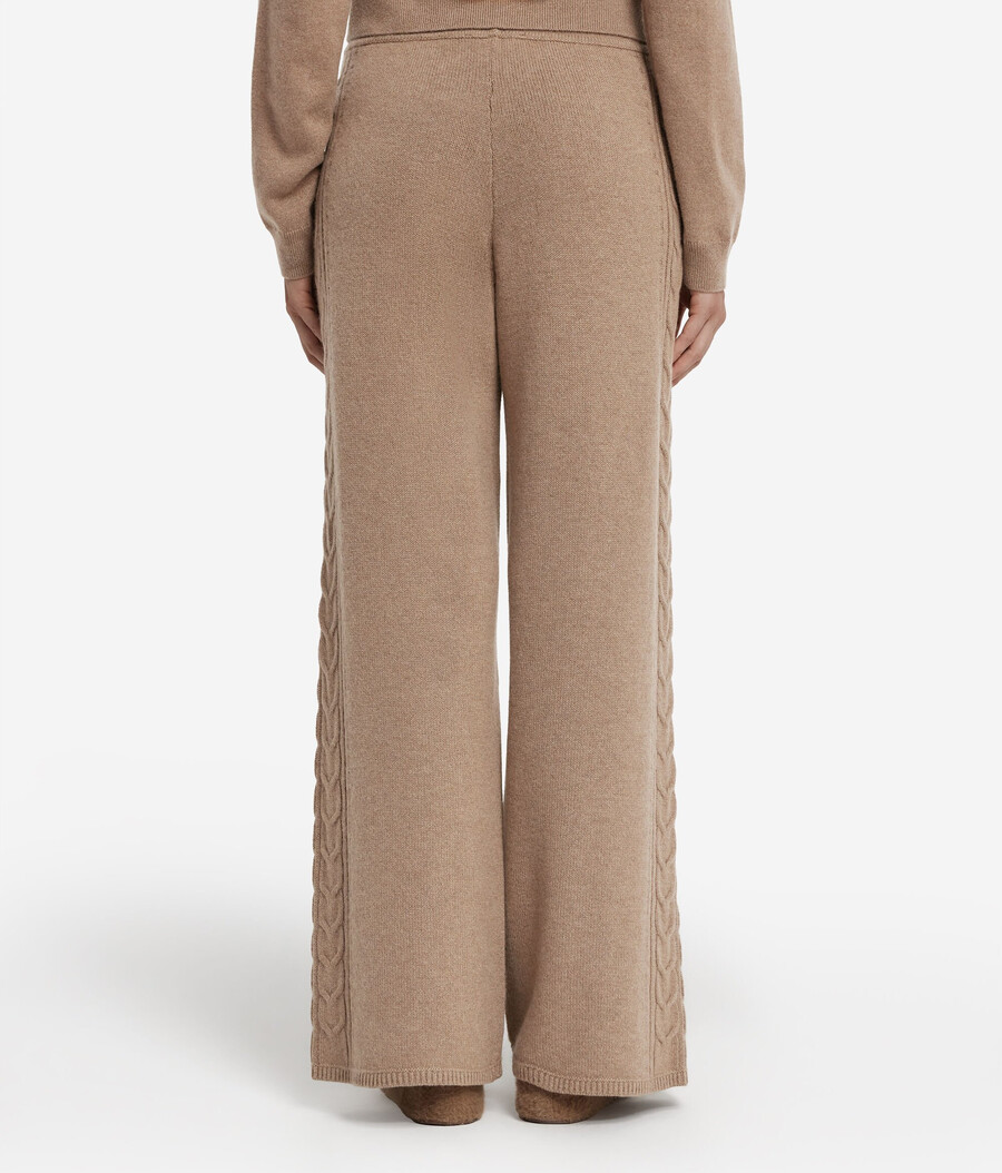 pantaloni in cashmere ultra morbido con punto a trecce