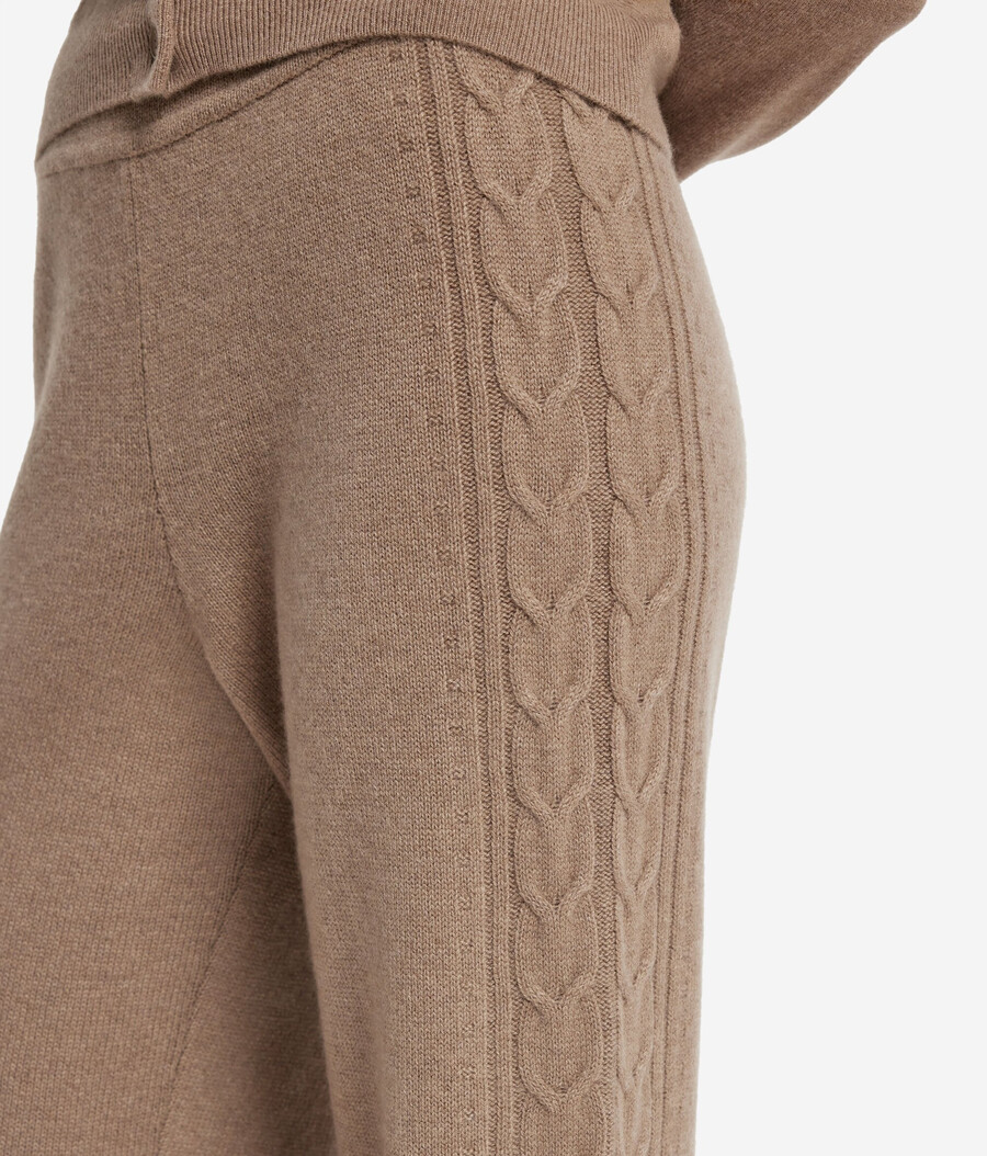 pantaloni in cashmere ultra morbido con punto a trecce
