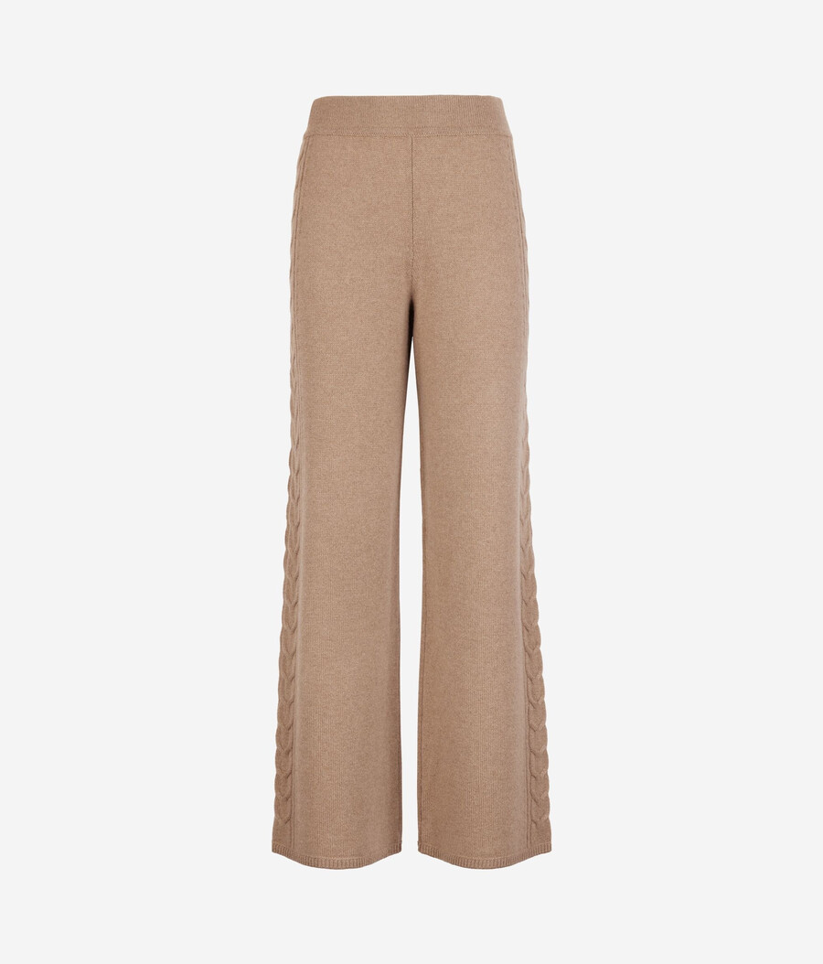 pantaloni in cashmere ultra morbido con punto a trecce