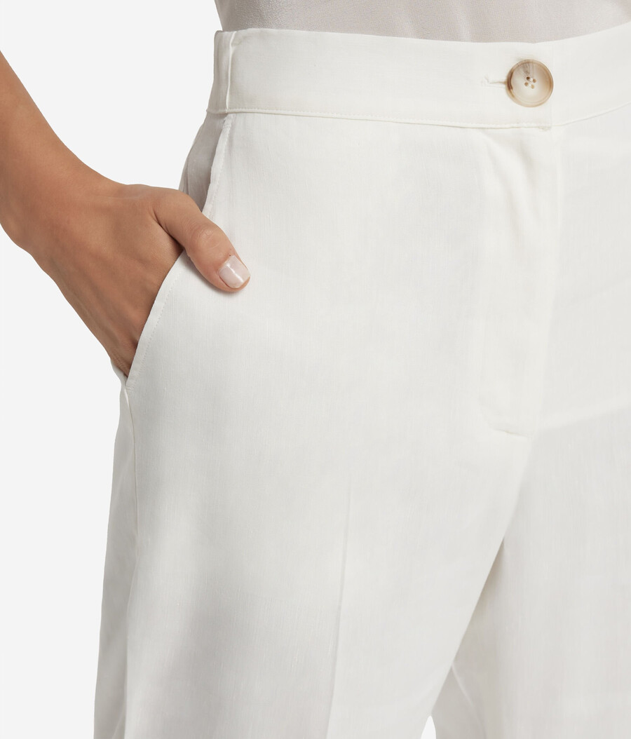 pantaloni in lino e viscosa