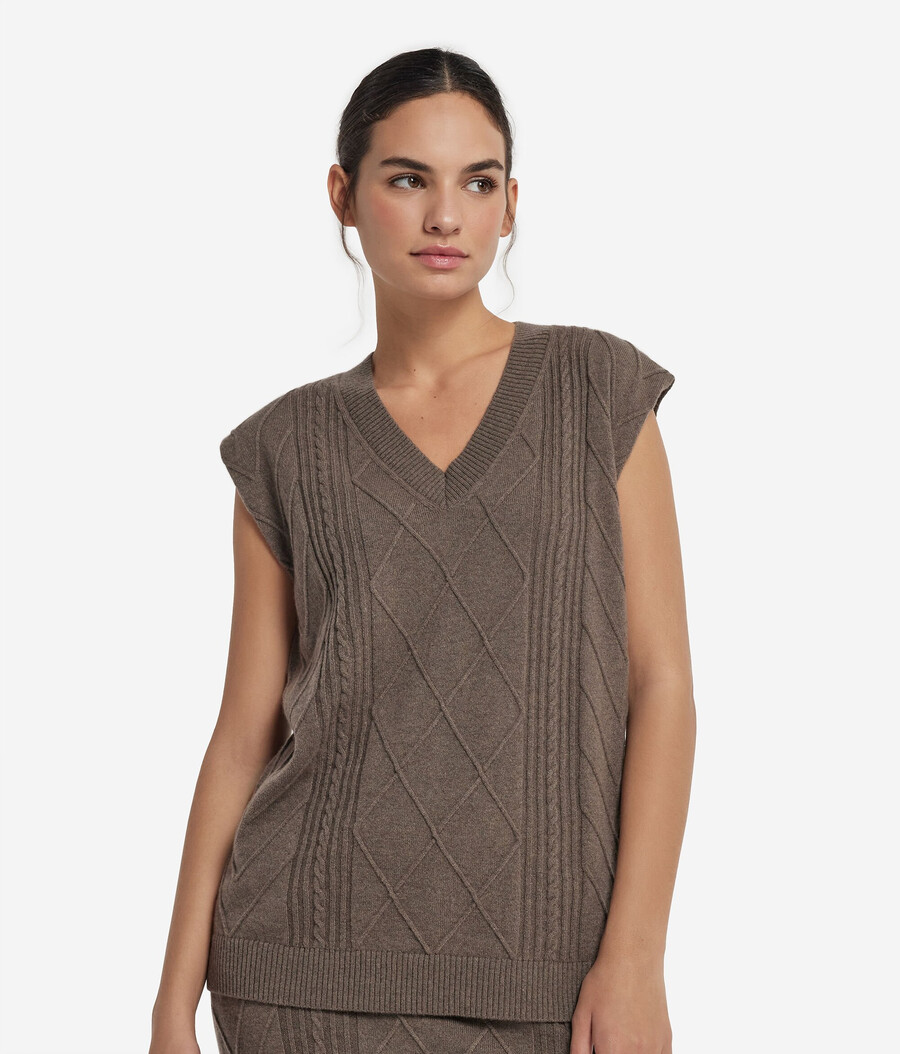 gilet lungo in cashmere ultra morbido con scollo a v