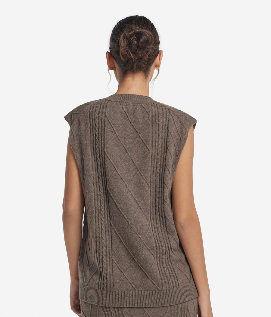 gilet lungo in cashmere ultra morbido con scollo a v