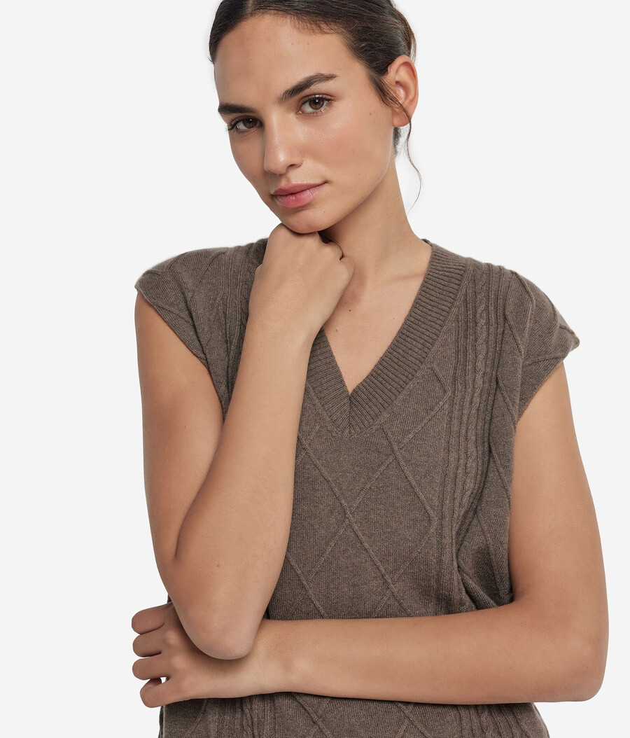 gilet lungo in cashmere ultra morbido con scollo a v
