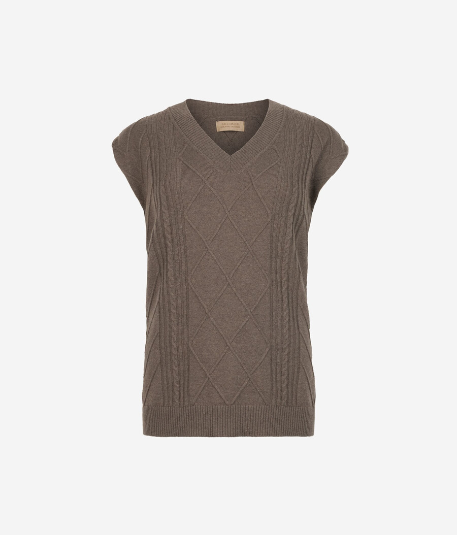 gilet lungo in cashmere ultra morbido con scollo a v