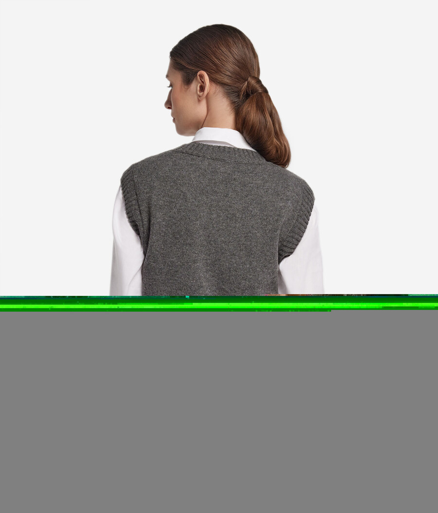 gilet in cashmere ultra morbido con maglia a trecce e strass