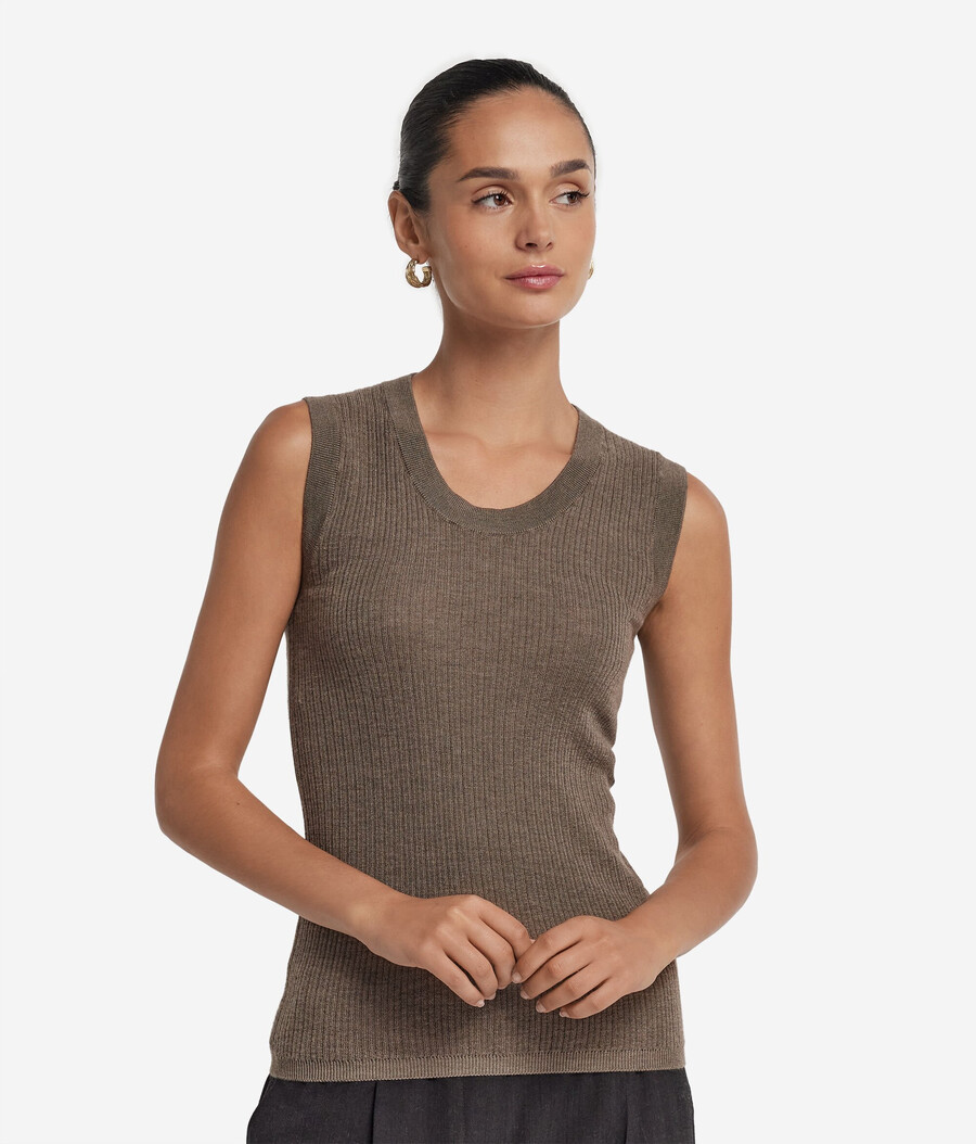 gilet in cashmere ultrafine a coste