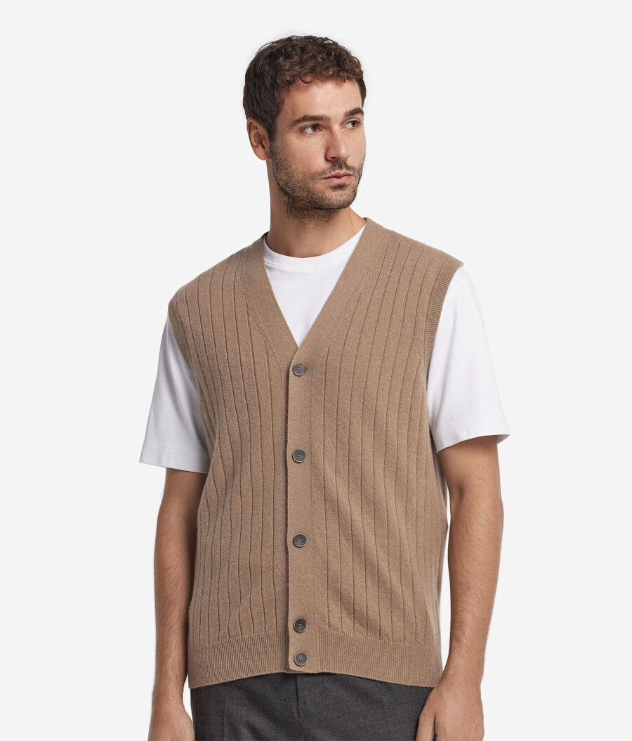 gilet in cashmere ultra morbido a coste