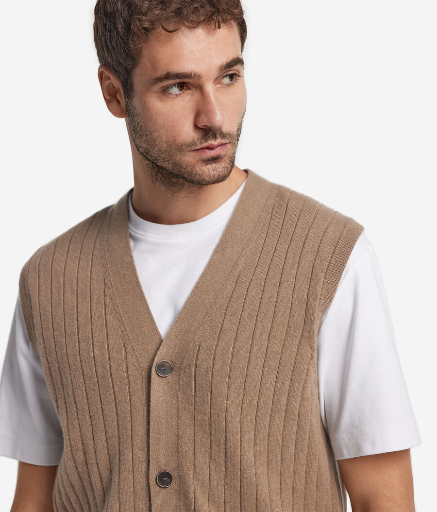 gilet in cashmere ultra morbido a coste