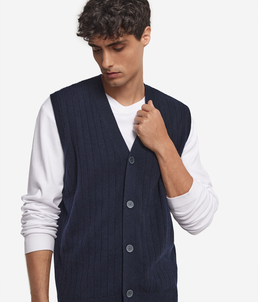 gilet in cashmere ultra morbido a coste