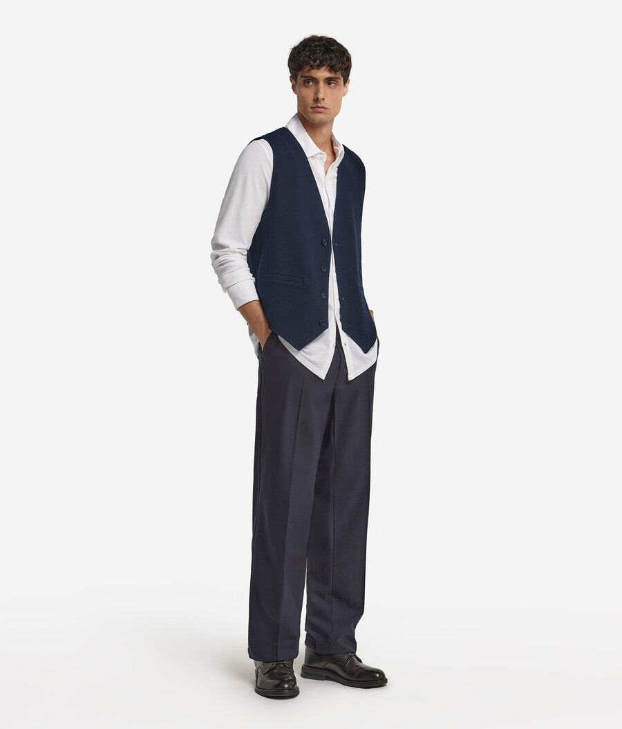 gilet con bottoni in jersey e lana