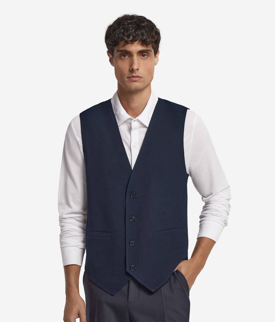 gilet con bottoni in jersey e lana