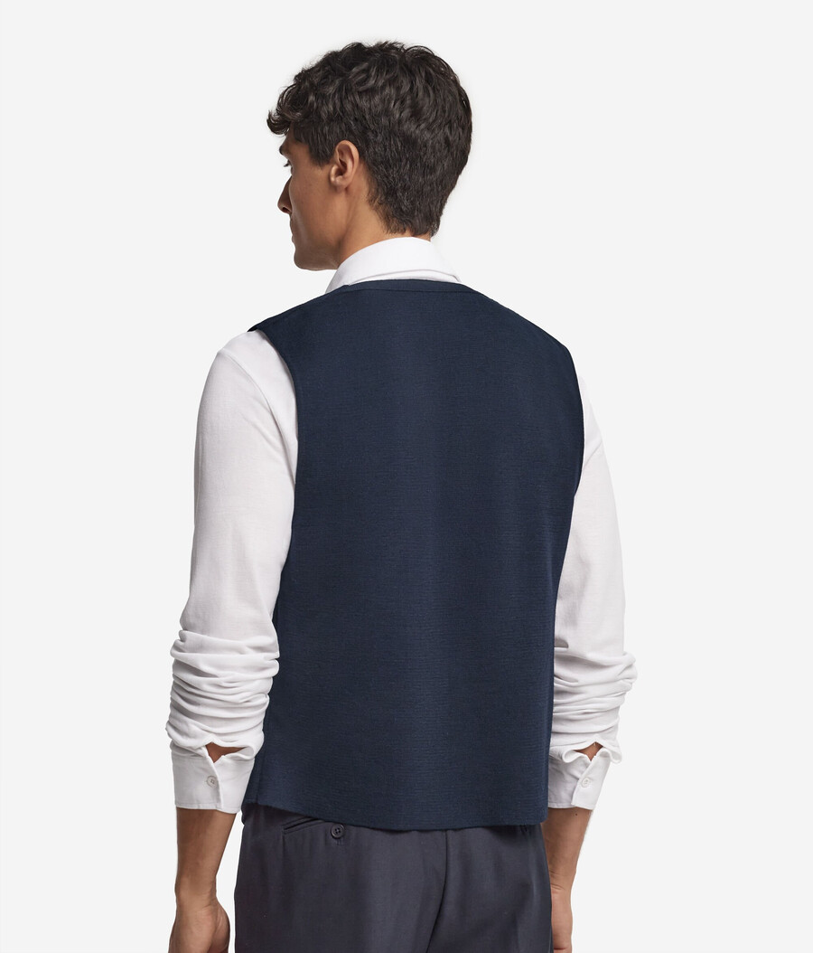 gilet con bottoni in jersey e lana