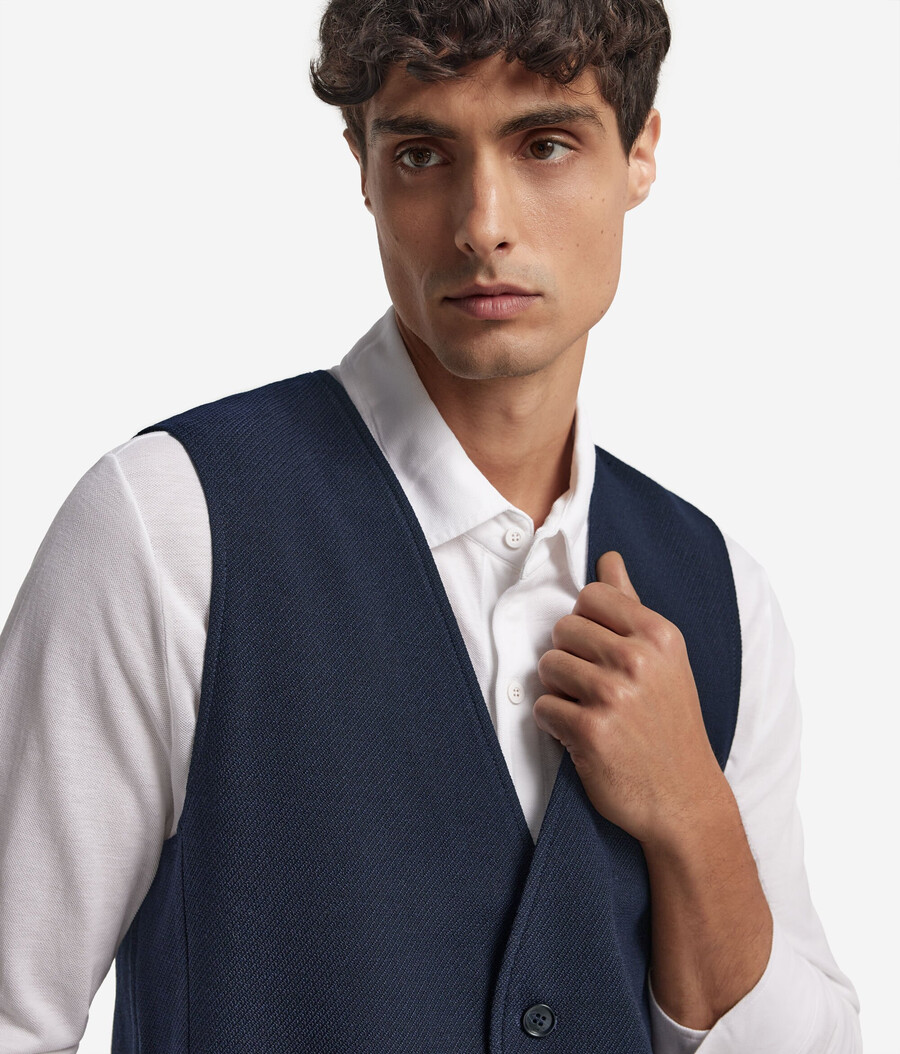 gilet con bottoni in jersey e lana