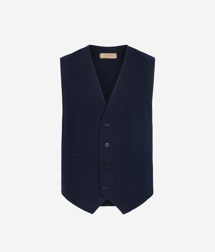 gilet con bottoni in jersey e lana