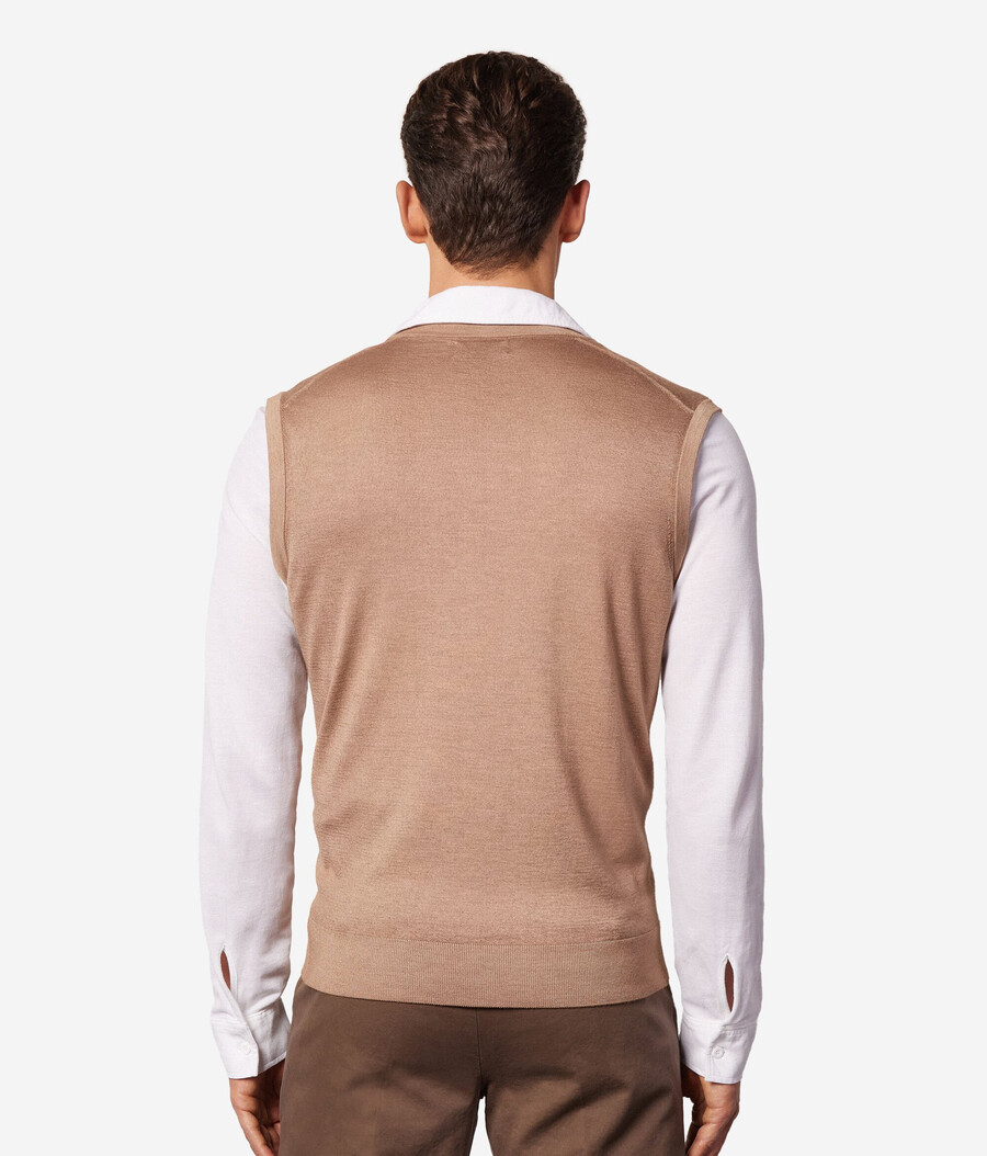 maglione senza maniche con scollo a v in cashmere ultrafine