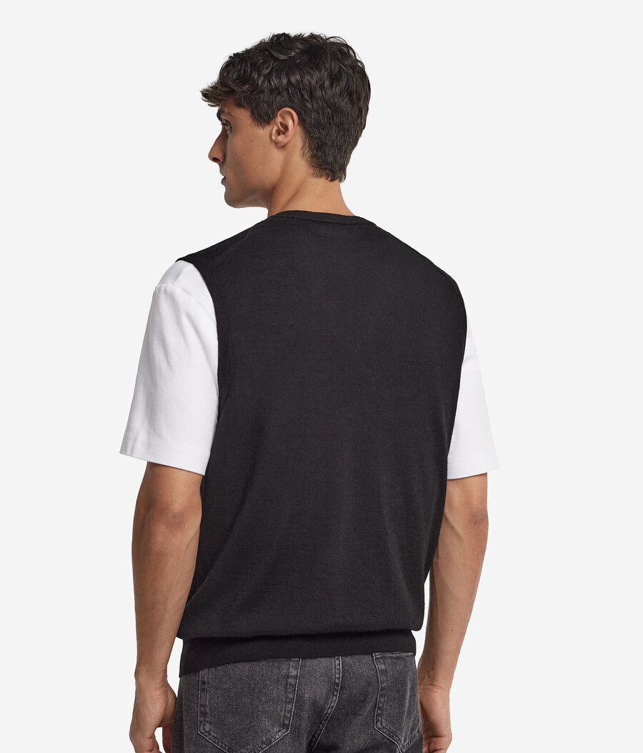 maglione senza maniche con scollo a v in cashmere ultrafine