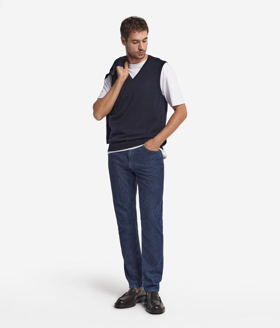 maglione senza maniche con scollo a v in cashmere ultrafine