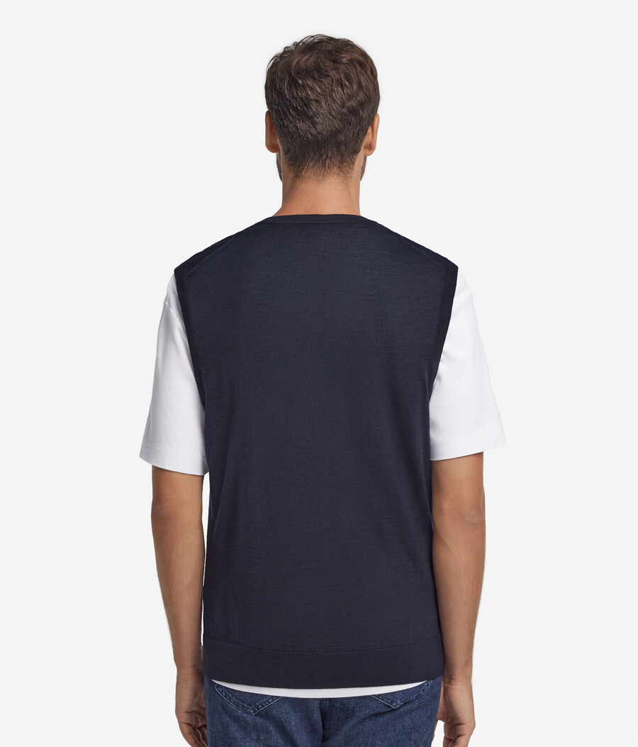 maglione senza maniche con scollo a v in cashmere ultrafine