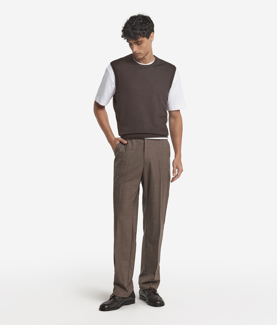 maglione gilet in cashmere ultrafine a collo tondo