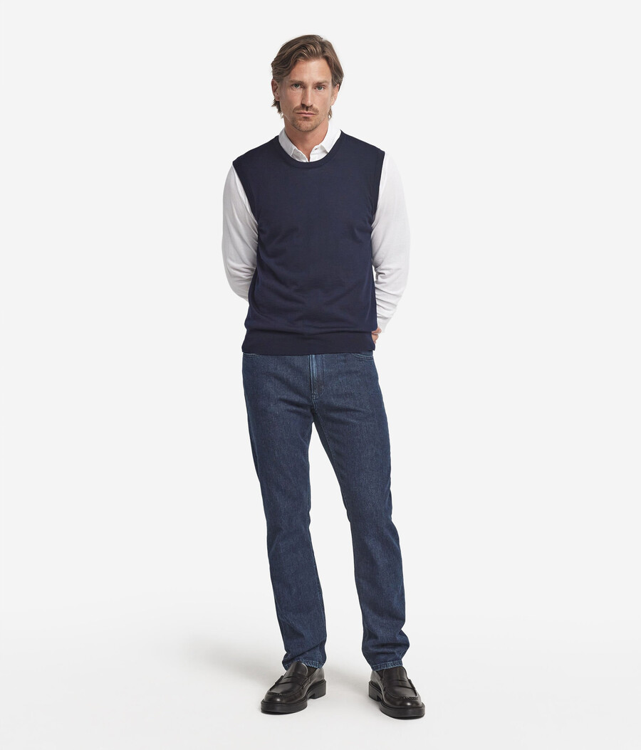 maglione gilet in cashmere ultrafine a collo tondo